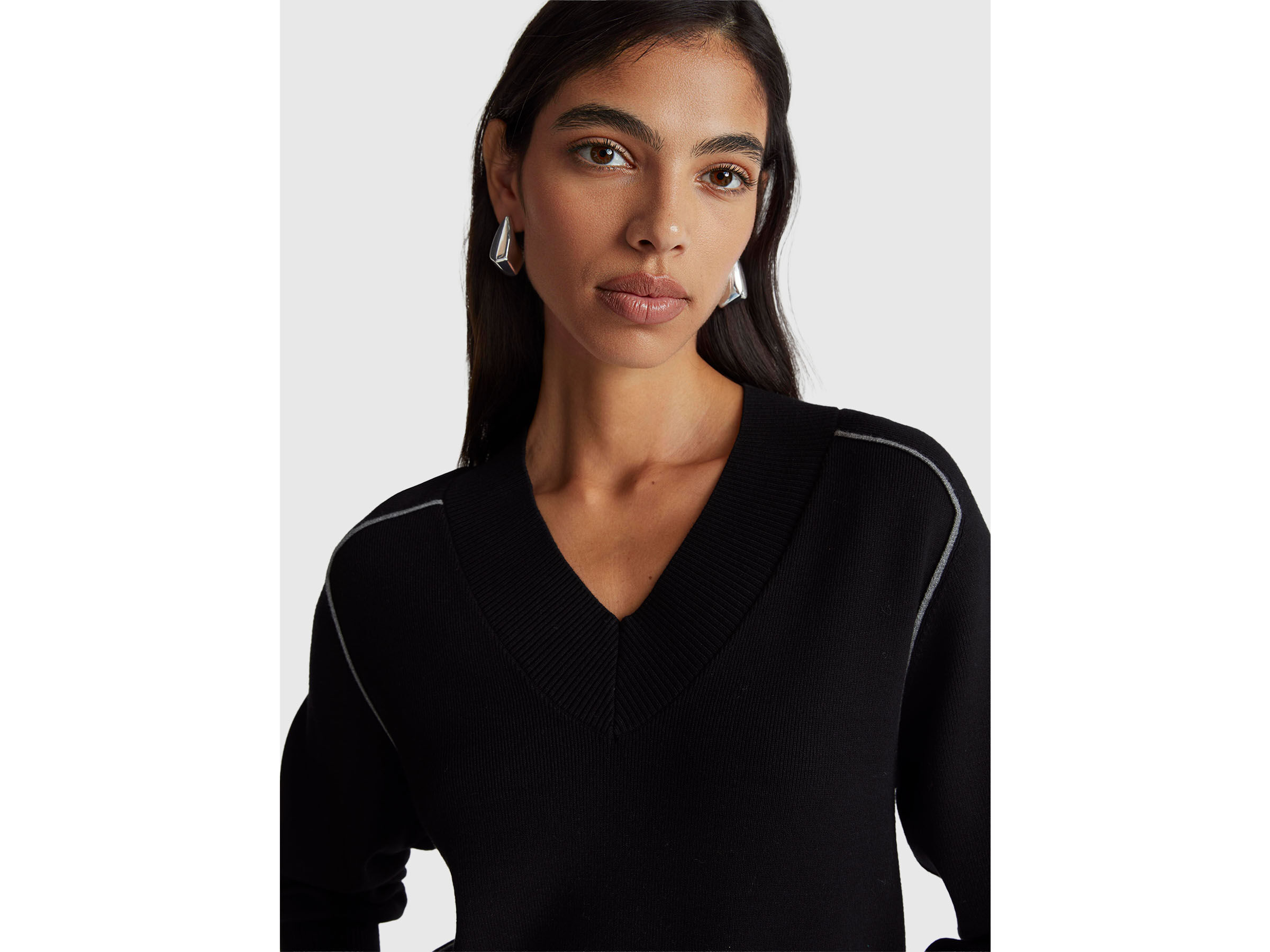 V NECK SWEATER L/S Mulher image number 4
